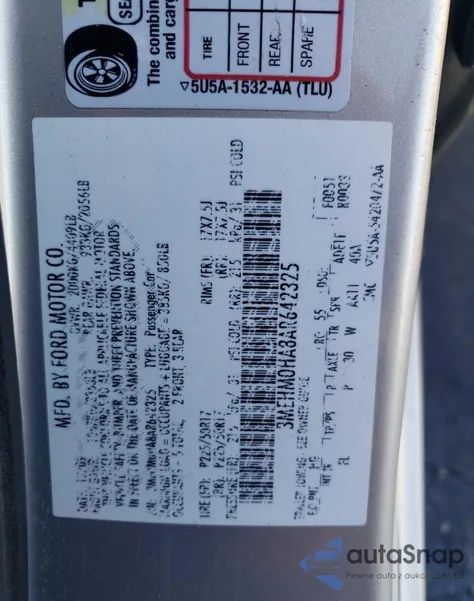 2010 Mercury Milan из США, поврежденный, VIN 3MEHM0HA8AR642325